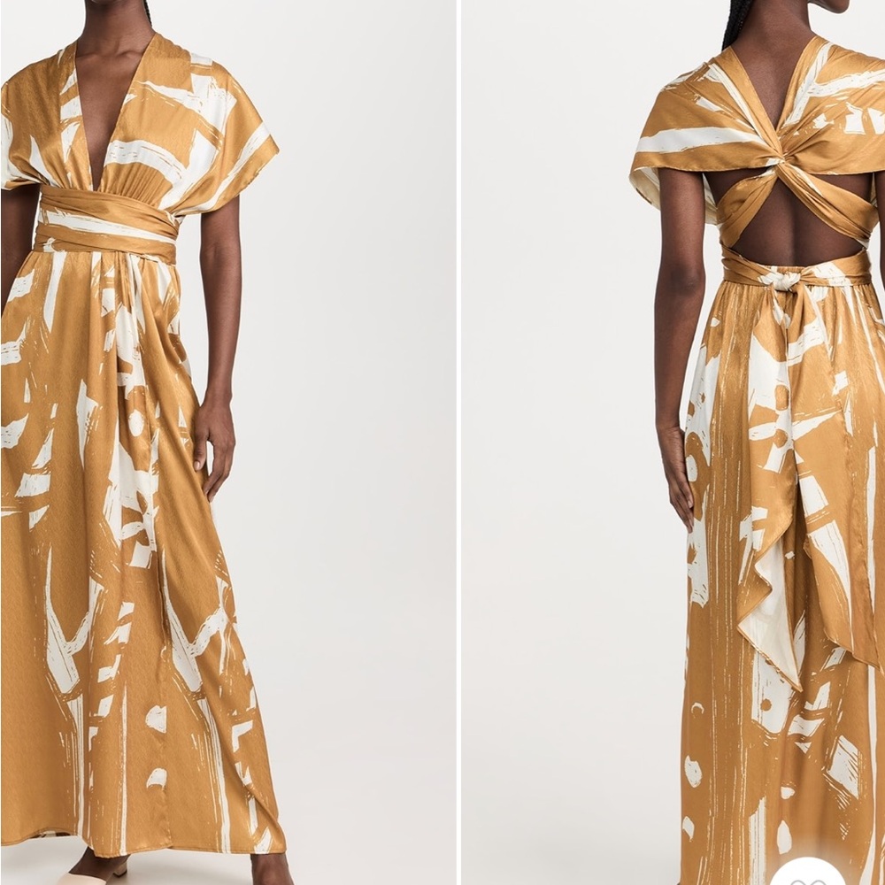 NWT | Diarrablu Elegant Tan and White Maxi Dress